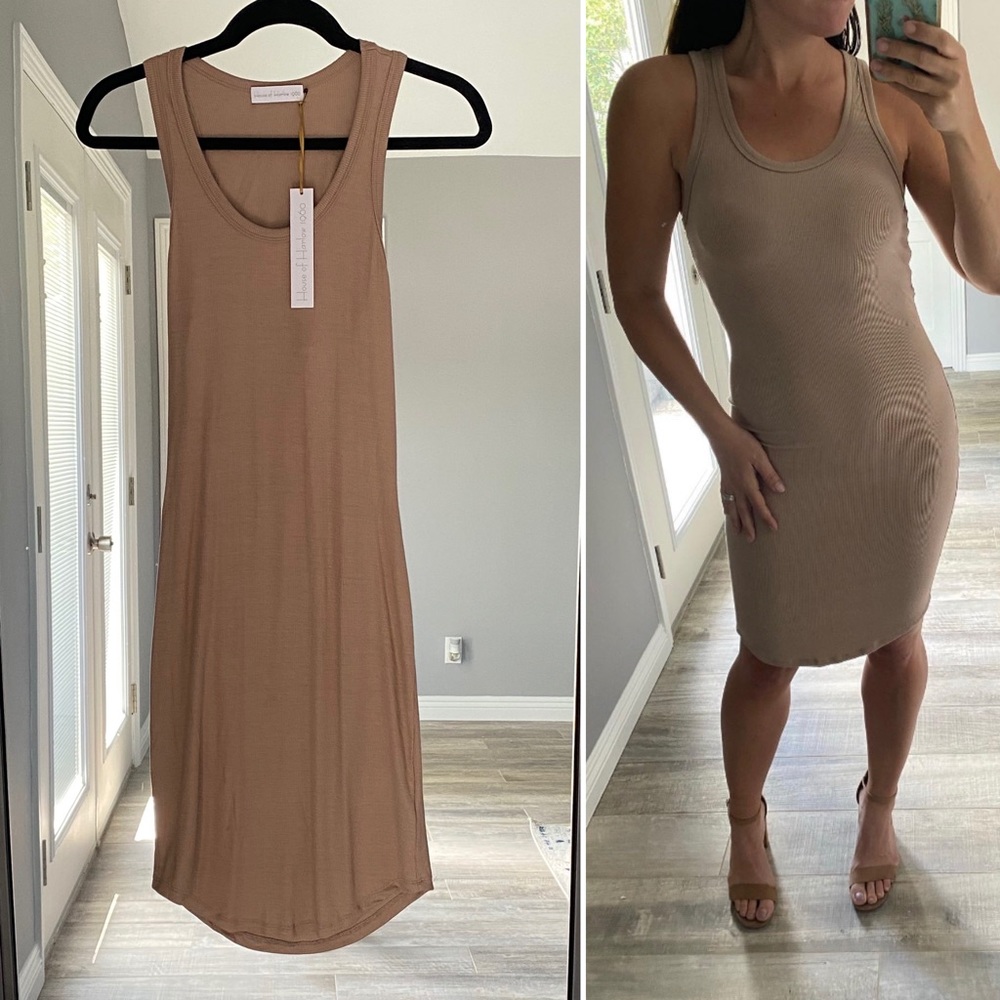 House of Harlow body conscious tank ribbed dress with open key hole back / small